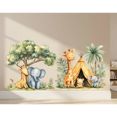 Safari Wall Decal Set – Kids Room Nursery Removable Animal Sticker