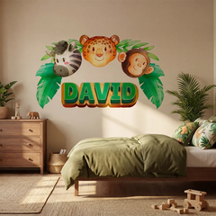 Personalized Jungle Name Wall Decal – Kids Room Nursery Removable Sticker