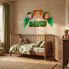 Personalized Jungle Name Wall Decal – Kids Room Nursery Removable Sticker