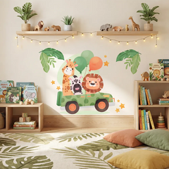 Safari Animals Jungle Nursery Wall Sticker – Kids Room Removable Decal