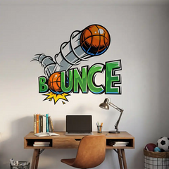 Basketball Bounce Wall Sticker – Boys Room Teen Room Sports Removable Decal