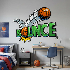 Basketball Bounce Wall Sticker – Boys Room Teen Room Sports Removable Decal