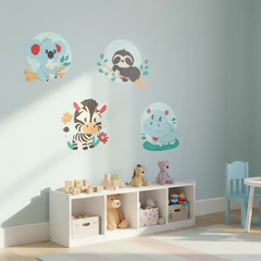 Cute Jungle Animals Wall Sticker Set – Kids Room and Nursery Decal
