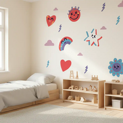 Heart Rainbow Star Cartoon Vinyl Sticker Set – Colorful Kids Room Removable Decal