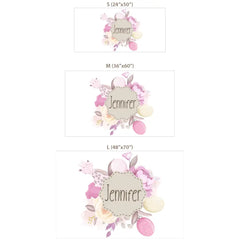 Custom Name Baby Floral Wall Sticker – Personalized Nursery Girls Room Decal