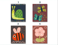 Nature Insects Cartoon Nursery Posters – Educational Kids Room Wall Art Set