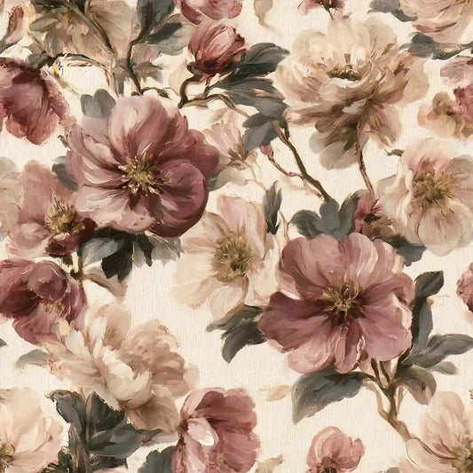 Painterly Hellebore Botanical Floral Wallpaper