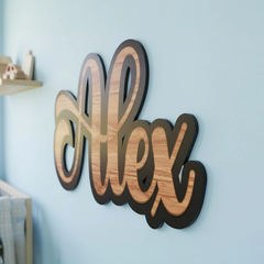 Natural Wood Personalized Name Wall Decor – Custom Kids Room Wooden Sign