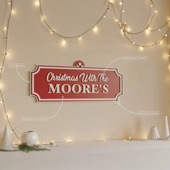 Classic Ornate Custom Family Christmas Wooden Name Sign – Holiday Wall Decor