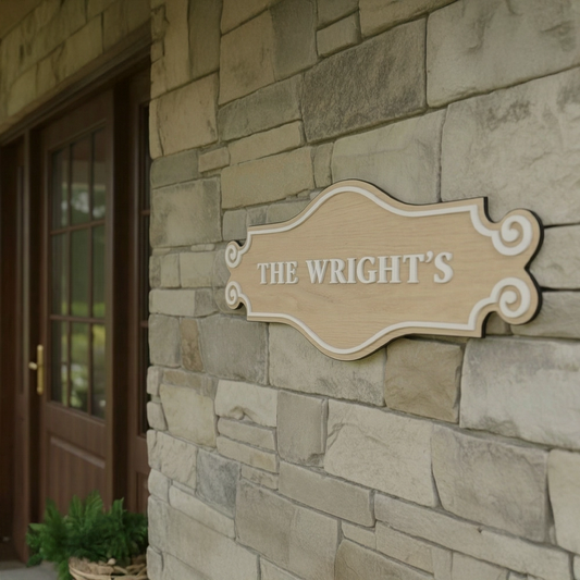 Classic Ornate Personalized Rustic Family Name Wooden Wall Sign