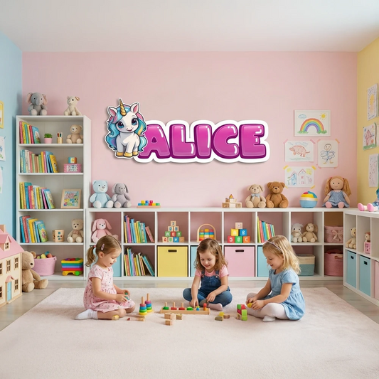 Unicorn Personalized Wooden Name Sign For Kids Room