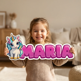 Unicorn Personalized Wooden Name Sign – Kids Room Girls Bedroom Wall Decor