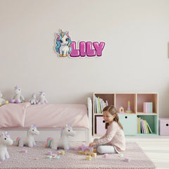 Unicorn Personalized Wooden Name Sign – Kids Room Girls Bedroom Wall Decor
