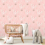 Dreamy Air Balloons in the Sky Wallpaper – Nursery Peel-and-Stick Kids Room Design