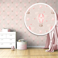 Dreamy Air Balloons in the Sky Wallpaper – Nursery Peel-and-Stick Kids Room Design