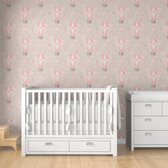 Dreamy Air Balloons in the Sky Wallpaper – Nursery Peel-and-Stick Kids Room Design
