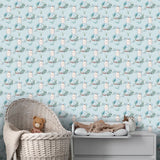 Baby Giraffe Rainy Jungle Wallpaper – Kids Room and Nursery Peel-and-Stick Design