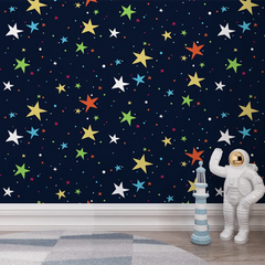 Colorful Stars Nursery Wall Mural – Peel-and-Stick Kids Room Large Design