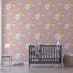 Cute Giraffe Nursery Wall Mural – Safari Peel-and-Stick Kids Room Design