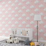 Pink Cloud Nursery Wallpaper for Girls Room – Soft Peel-and-Stick Design