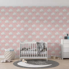 Pink Cloud Nursery Wallpaper for Girls Room – Soft Peel-and-Stick Design