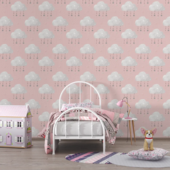 Pink Cloud Nursery Wallpaper for Girls Room – Soft Peel-and-Stick Design