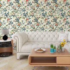 Chinoiserie Floral Wallpaper – Elegant Peel-and-Stick Bedroom Living Room Design