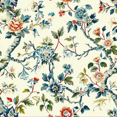 Chinoiserie Floral Wallpaper – Elegant Peel-and-Stick Bedroom Living Room Design