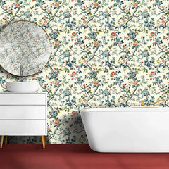 Chinoiserie Floral Wallpaper – Elegant Peel-and-Stick Bedroom Living Room Design