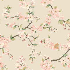 Blush Cherry Blossom Wallpaper – Romantic Peel-and-Stick Bedroom Living Room Design