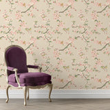 Blush Cherry Blossom Wallpaper – Romantic Peel-and-Stick Bedroom Living Room Design