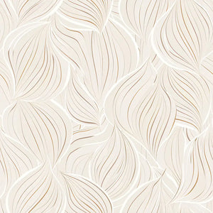 Neutral Beige Leaf Minimal Wallpaper – Modern Peel-and-Stick Bedroom Office Design