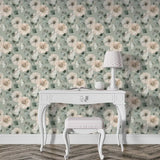 Soft Green Floral Wallpaper – Fresh Botanical Peel-and-Stick Bedroom Living Room