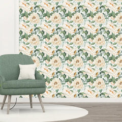 Elegant Peony Botanical Wallpaper – Peel-and-Stick Bedroom Living Room Design