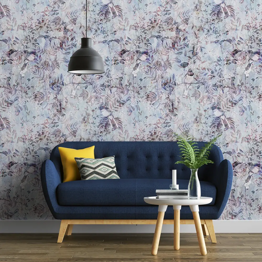 Bluebird Serenade – Botanical Bird Wallpaper
