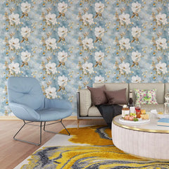 Blue Magnolia – Elegant Floral Wallpaper