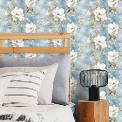 Blue Magnolia – Elegant Floral Wallpaper