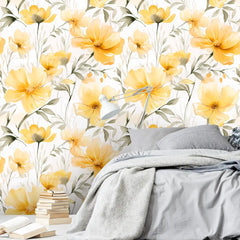 Sunny Bloom – Watercolor Floral Wallpaper