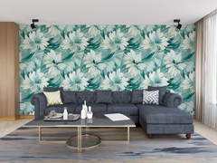 Mint Breeze – Abstract Floral Wallpaper