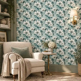 Aqua Blossom – Elegant Floral Wallpaper