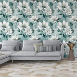 Aqua Blossom – Elegant Floral Wallpaper