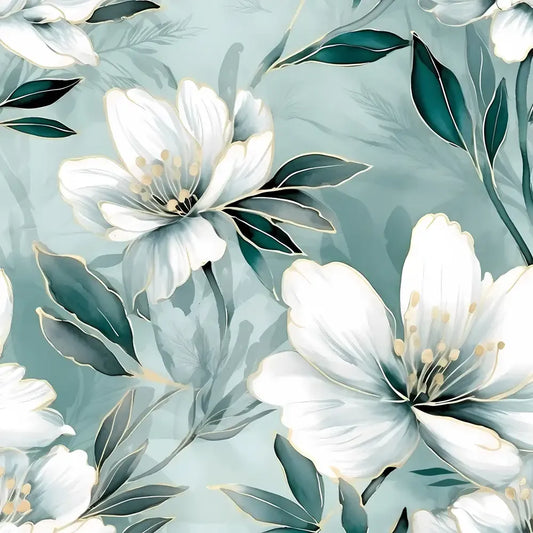 Aqua Blossom – Elegant Floral Wallpaper