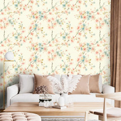 Pastel Blossom – Vintage Floral Wallpaper