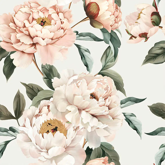 Elegant Blush Peony Floral Neutral Modern Wallpaper
