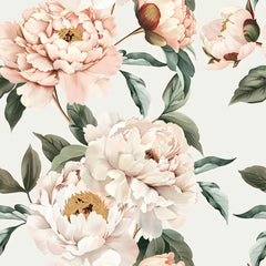 Elegant Blush Peony Floral Wallpaper – Peel-and-Stick Modern Bedroom Design