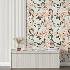 Elegant Blush Peony Floral Wallpaper – Peel-and-Stick Modern Bedroom Design