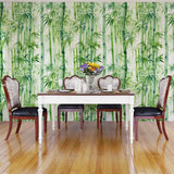 Green Bamboo Watercolor Wallpaper – Natural Peel-and-Stick Bedroom Office Design