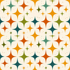 Mid Century Modern Retro Starburst Wallpaper – Geometric Peel-and-Stick Design