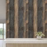 Rustic Barn Door Wallpaper – Farmhouse Peel-and-Stick Bedroom Design