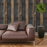 Rustic Barn Door Wallpaper – Farmhouse Peel-and-Stick Bedroom Design